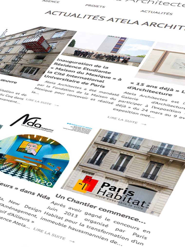 site-web-actualité-ATELA-architectes Brief Créatif agence digitale Paris